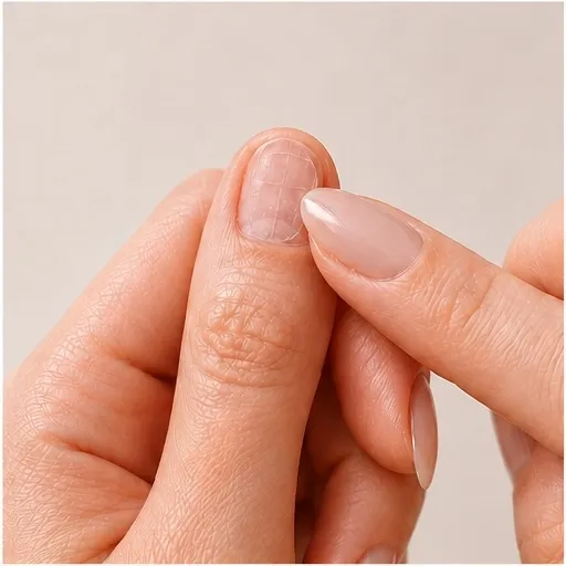 Glue tab plasseres på den naturlige neglen