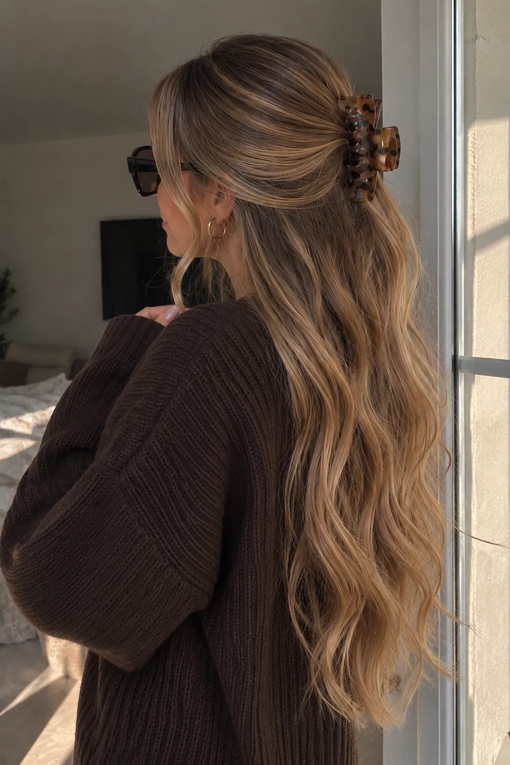 Langt, bølgete hår med hair extensions fra HCHair